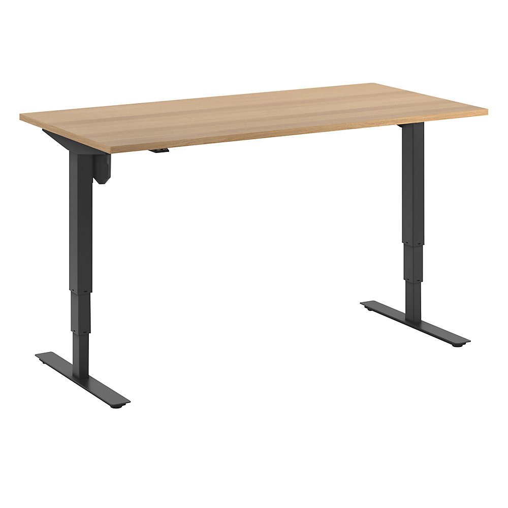 Bureau Atlanta, elektrisch in hoogte verstelbaar, recht, b x d = 1600 x 800 mm, beukenhout/zwart