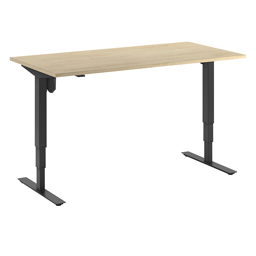 Bureau Atlanta, elektrisch in hoogte verstelbaar, recht, b x d = 1600 x 800 mm, eikenhout/zwart
