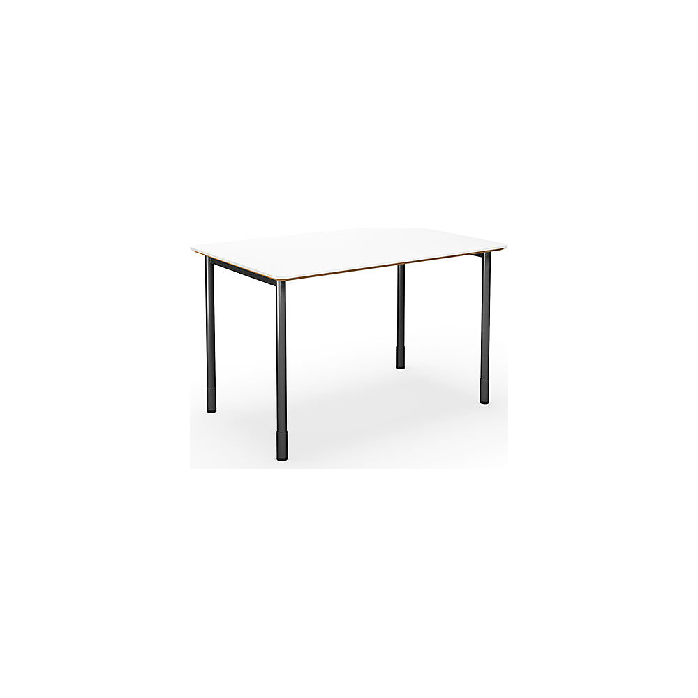 Multifunctionele tafel DUO-C Trend, recht blad, afgeronde hoeken, diepte 800 mm, breedte 1200 mm, wit, zwart
