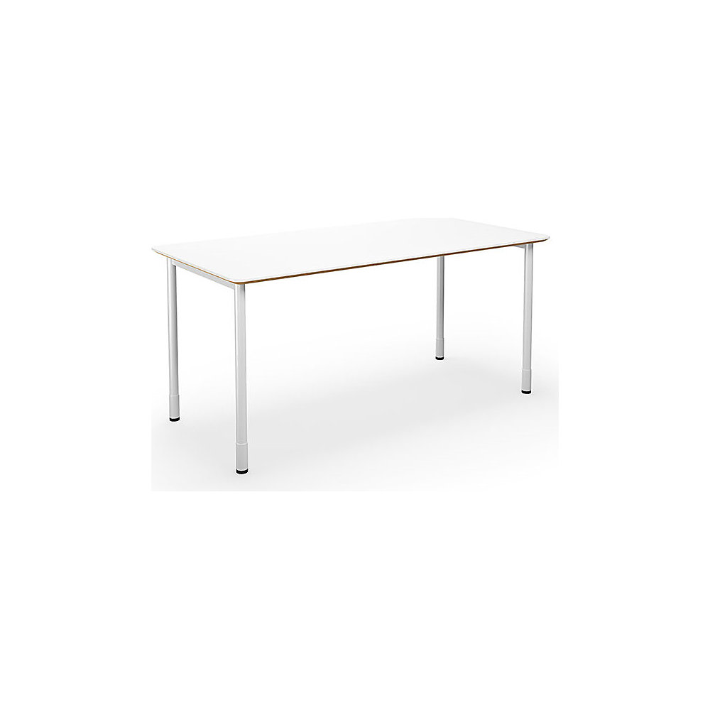 Multifunctionele tafel DUO-C Trend, recht blad, afgeronde hoeken, diepte 800 mm, breedte 1400 mm, wit, wit