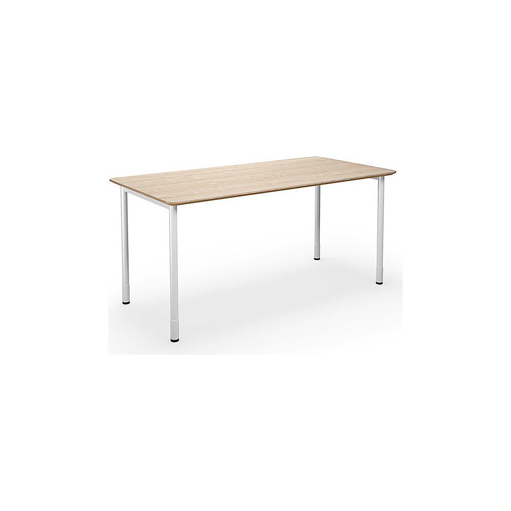 Multifunctionele tafel DUO-C Trend, recht blad, afgeronde hoeken, diepte 800 mm, breedte 1400 mm, eikenhout, wit