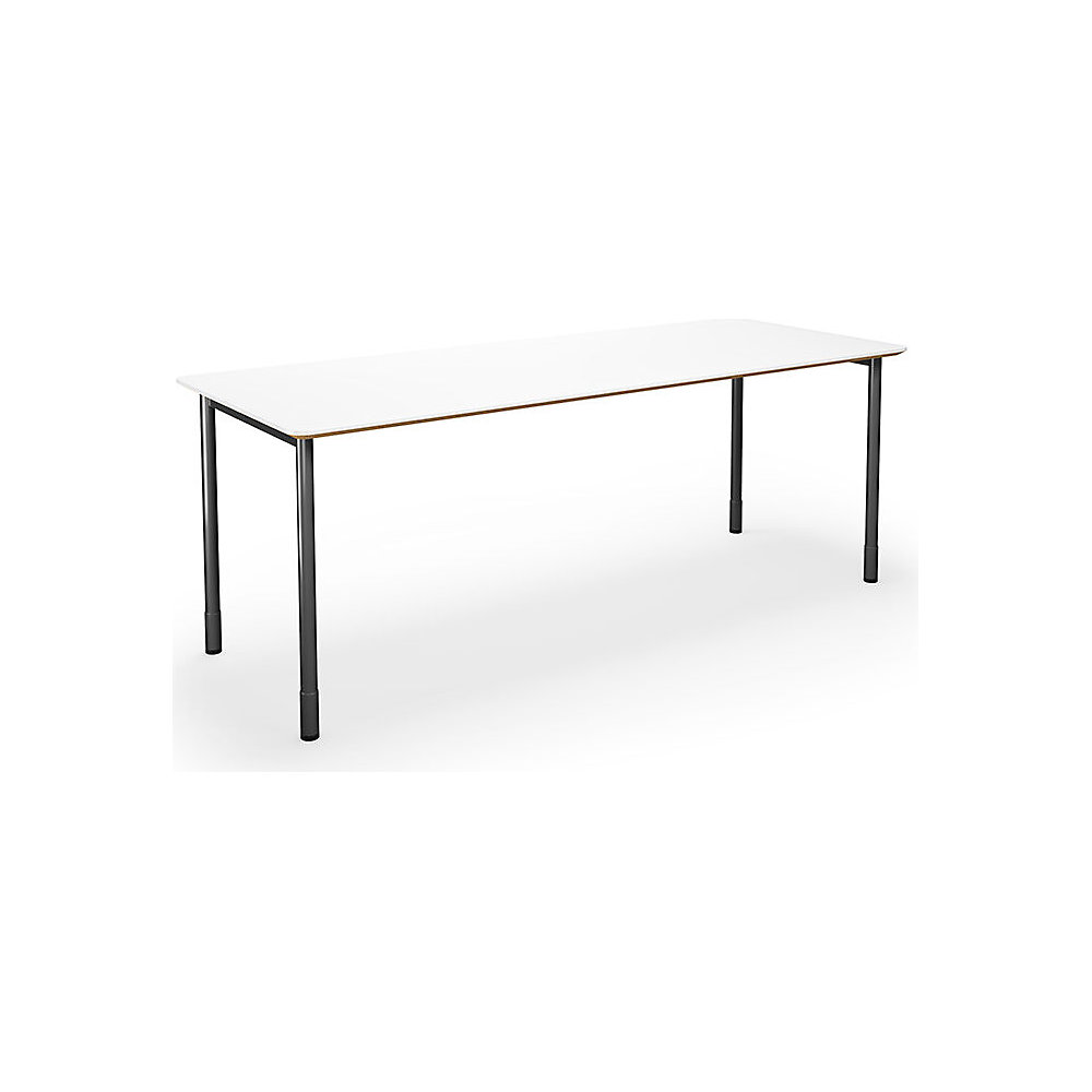 Multifunctionele tafel DUO-C Trend, recht blad, afgeronde hoeken, diepte 800 mm, breedte 2000 mm, wit, zwart