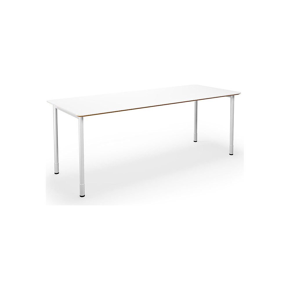 Multifunctionele tafel DUO-C Trend, recht blad, afgeronde hoeken, diepte 800 mm, breedte 1800 mm, wit, wit
