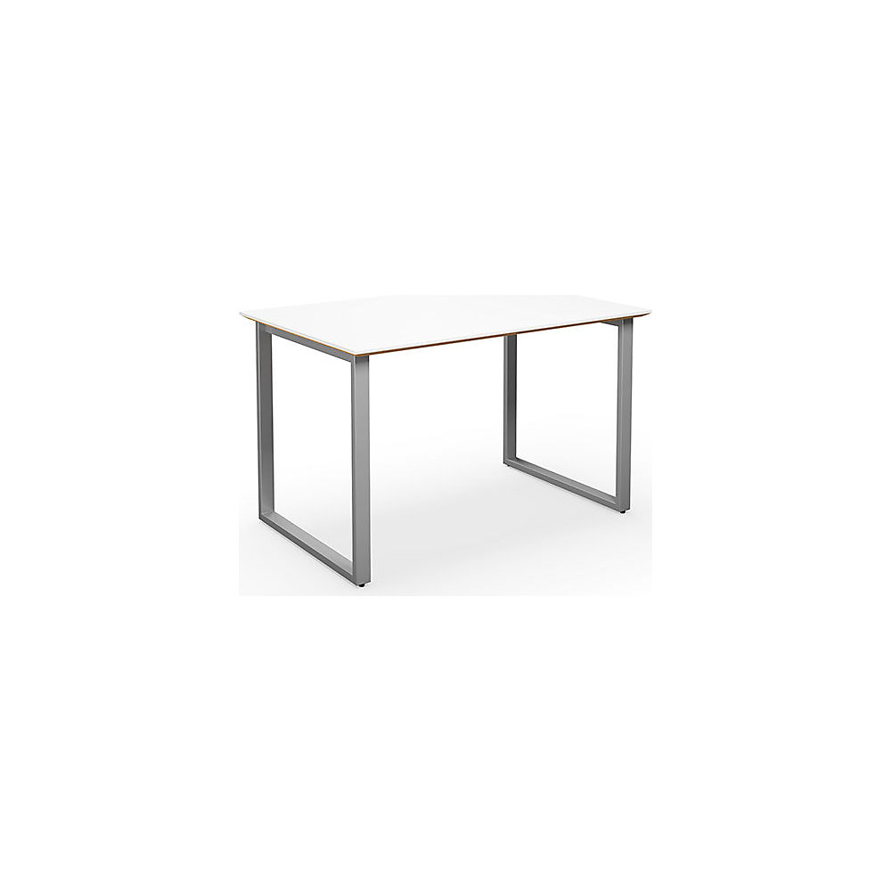 Multifunctionele tafel DUO-O Trend, recht blad, diepte 800 mm, breedte 1200 mm, wit / zilverkleurig