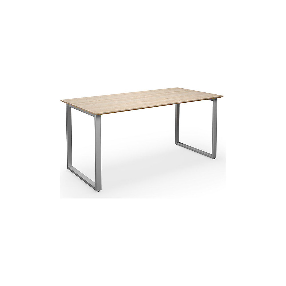 Multifunctionele tafel DUO-O Trend, recht blad, diepte 800 mm, breedte 1600 mm, eikenhout / zilverkleurig
