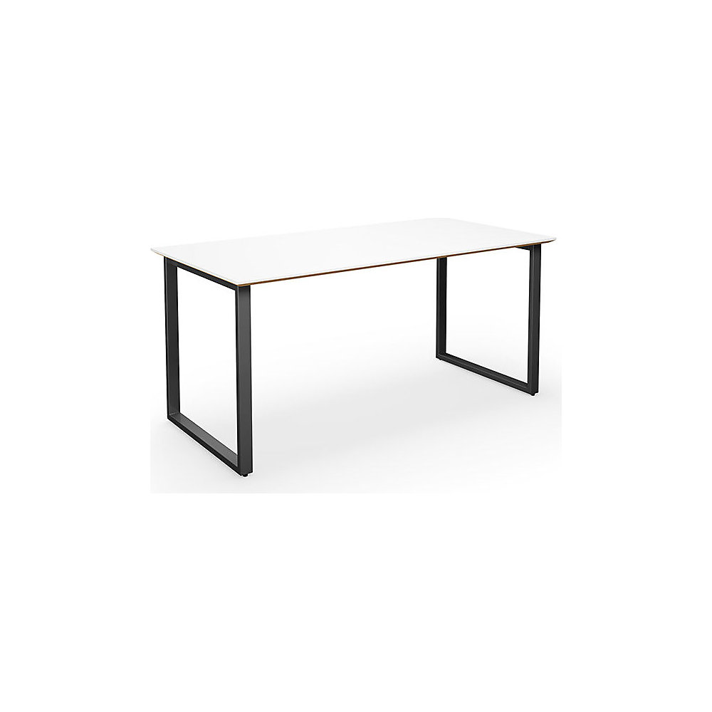 Multifunctionele tafel DUO-O Trend, recht blad, diepte 800 mm, breedte 1400 mm, wit / zwart