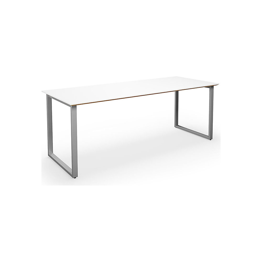 Multifunctionele tafel DUO-O Trend, recht blad, diepte 800 mm, breedte 1800 mm, wit / zilverkleurig