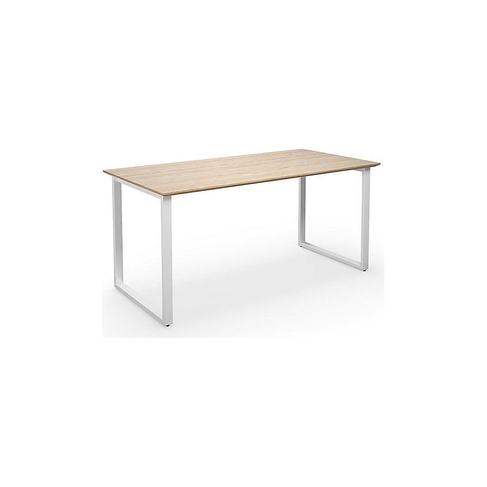 Multifunctionele tafel DUO-O Trend, recht blad, diepte 800 mm, breedte 1400 mm, eikenhout / wit