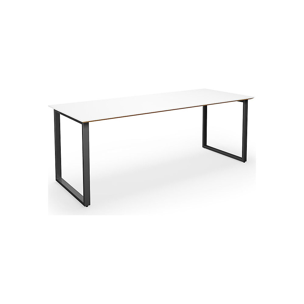Multifunctionele tafel DUO-O Trend, recht blad, diepte 800 mm, breedte 1800 mm, wit / zwart