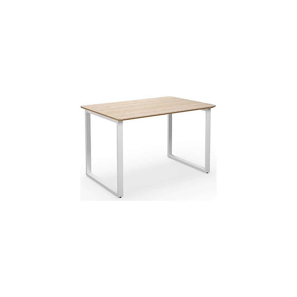 Multifunctionele tafel DUO-O Trend, recht blad, afgeronde hoeken, diepte 800 mm, breedte 1200 mm, eikenhout / wit