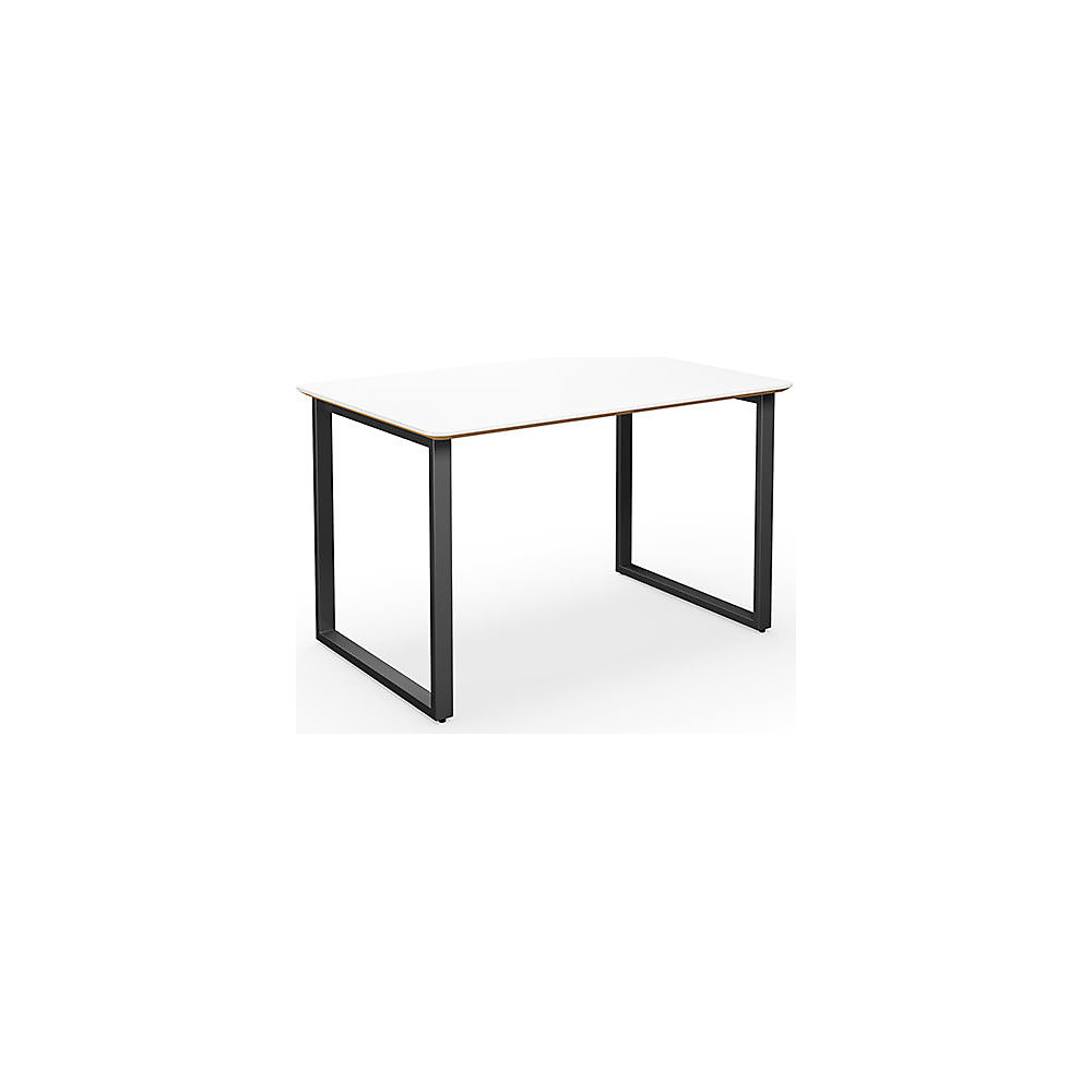 Multifunctionele tafel DUO-O Trend, recht blad, afgeronde hoeken, diepte 800 mm, breedte 1200 mm, wit / zwart