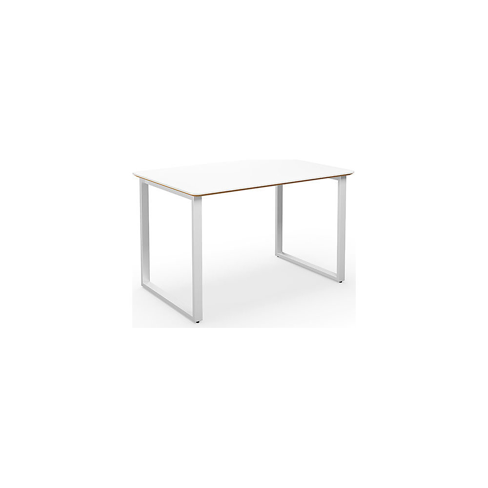 Multifunctionele tafel DUO-O Trend, recht blad, afgeronde hoeken, diepte 800 mm, breedte 1200 mm, wit / wit