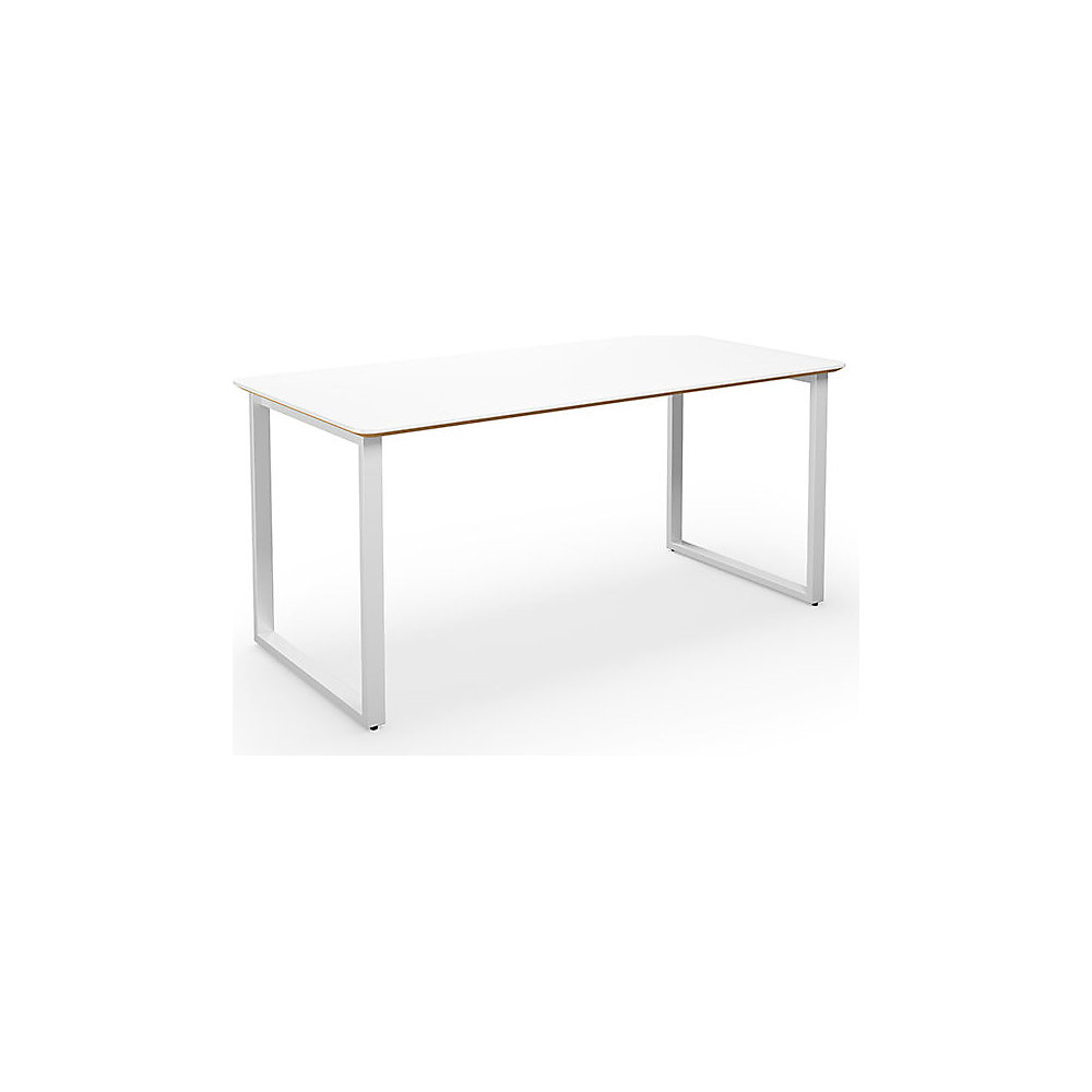 Multifunctionele tafel DUO-O Trend, recht blad, afgeronde hoeken, diepte 800 mm, breedte 1400 mm, wit / wit