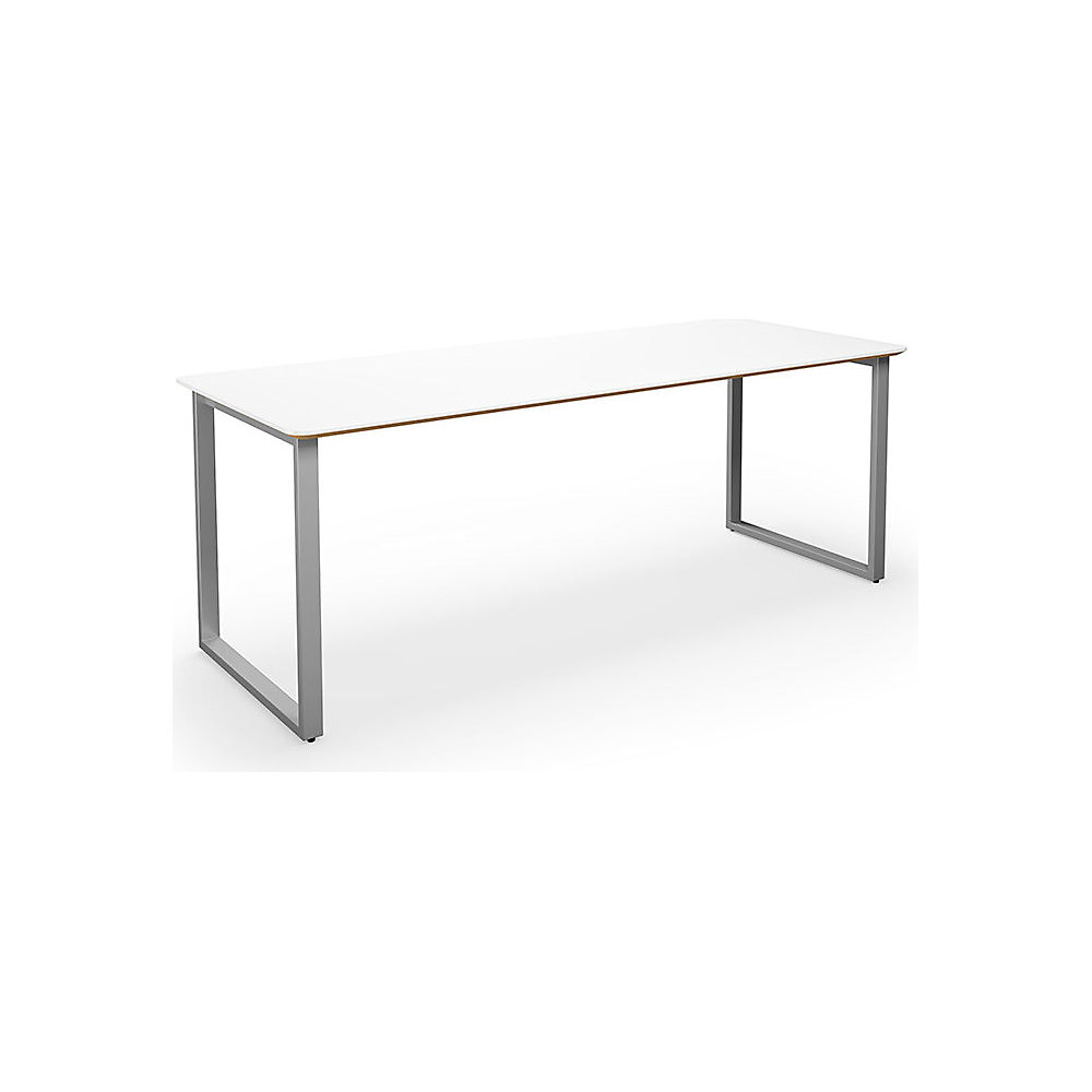 Multifunctionele tafel DUO-O Trend, recht blad, afgeronde hoeken, diepte 800 mm, breedte 1800 mm, wit / zilverkleurig