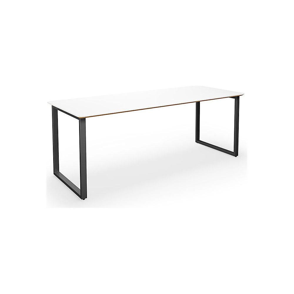Multifunctionele tafel DUO-O Trend, recht blad, afgeronde hoeken, diepte 800 mm, breedte 1800 mm, wit / zwart