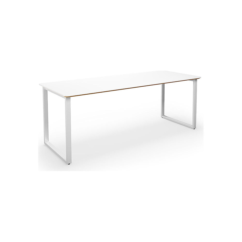 Multifunctionele tafel DUO-O Trend, recht blad, afgeronde hoeken, diepte 800 mm, breedte 1800 mm, wit / wit
