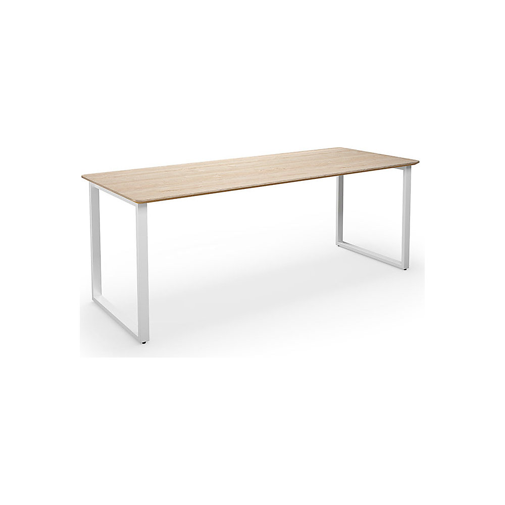 Multifunctionele tafel DUO-O Trend, recht blad, afgeronde hoeken, diepte 800 mm, breedte 1800 mm, eikenhout / wit
