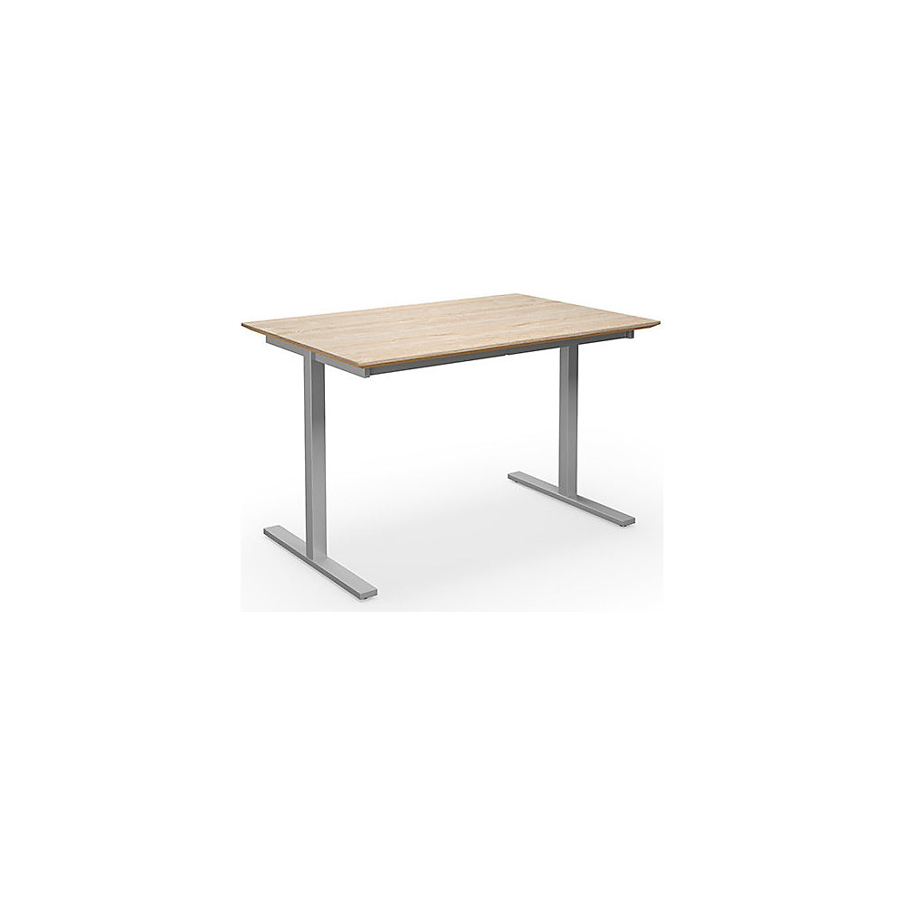 Multifunctionele tafel DUO-T Trend, recht blad, diepte 800 mm, breedte 1200 mm, eikenhout / zilverkleurig