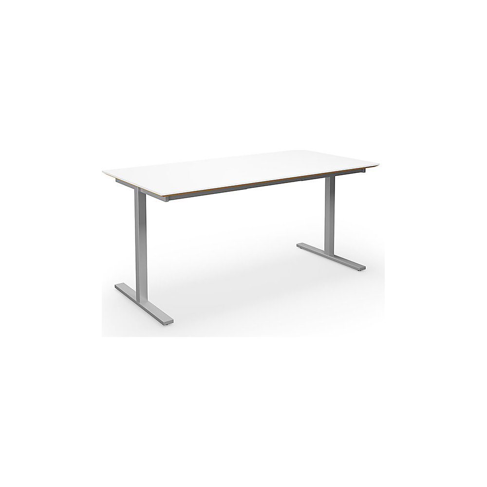 Multifunctionele tafel DUO-T Trend, recht blad, diepte 800 mm, breedte 1400 mm, wit / zilverkleurig