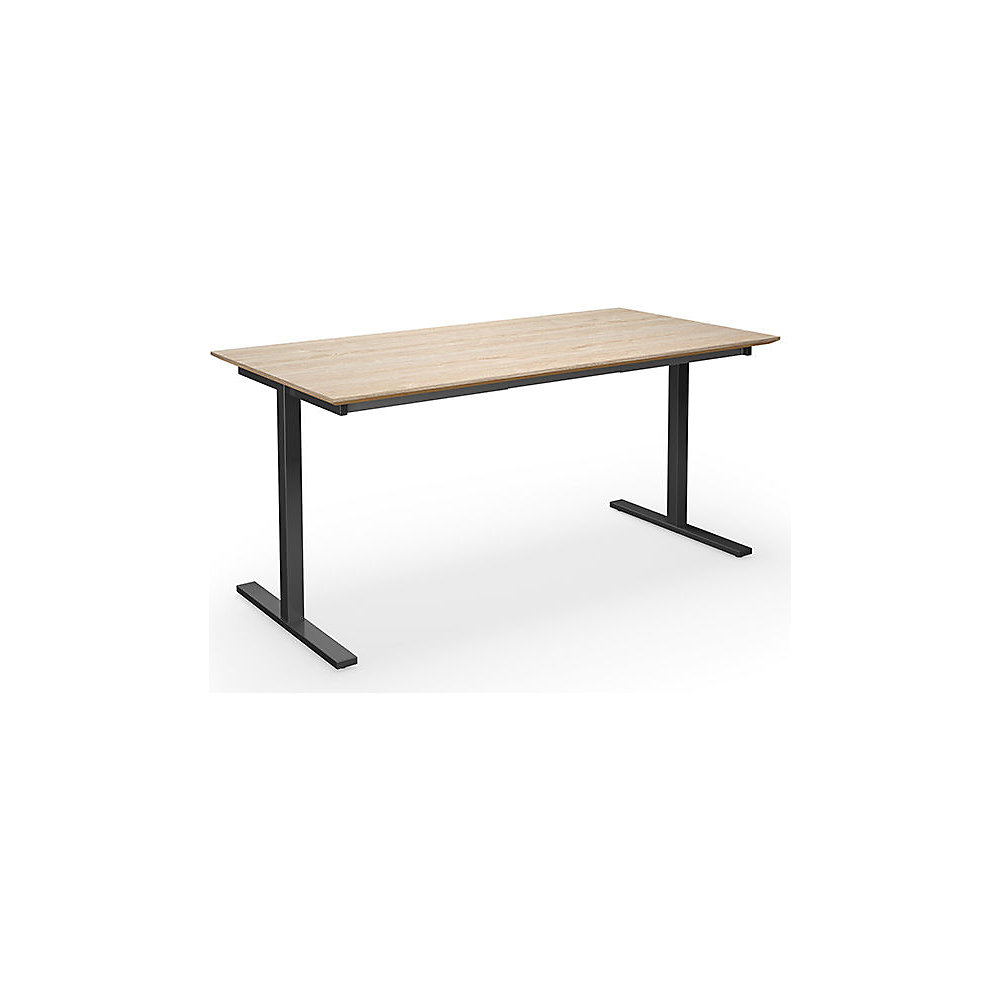 Multifunctionele tafel DUO-T Trend, recht blad, diepte 800 mm, breedte 1400 mm, eikenhout / zwart