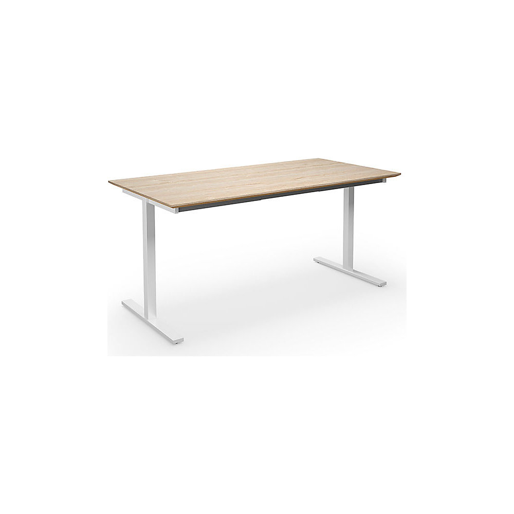 Multifunctionele tafel DUO-T Trend, recht blad, diepte 800 mm, breedte 1400 mm, eikenhout / wit