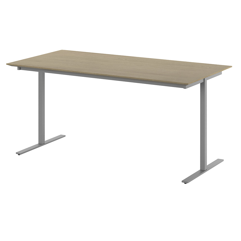 Multifunctionele tafel DUO-T Trend, recht blad, diepte 800 mm, breedte 1600 mm, eikenhout / zilverkleurig