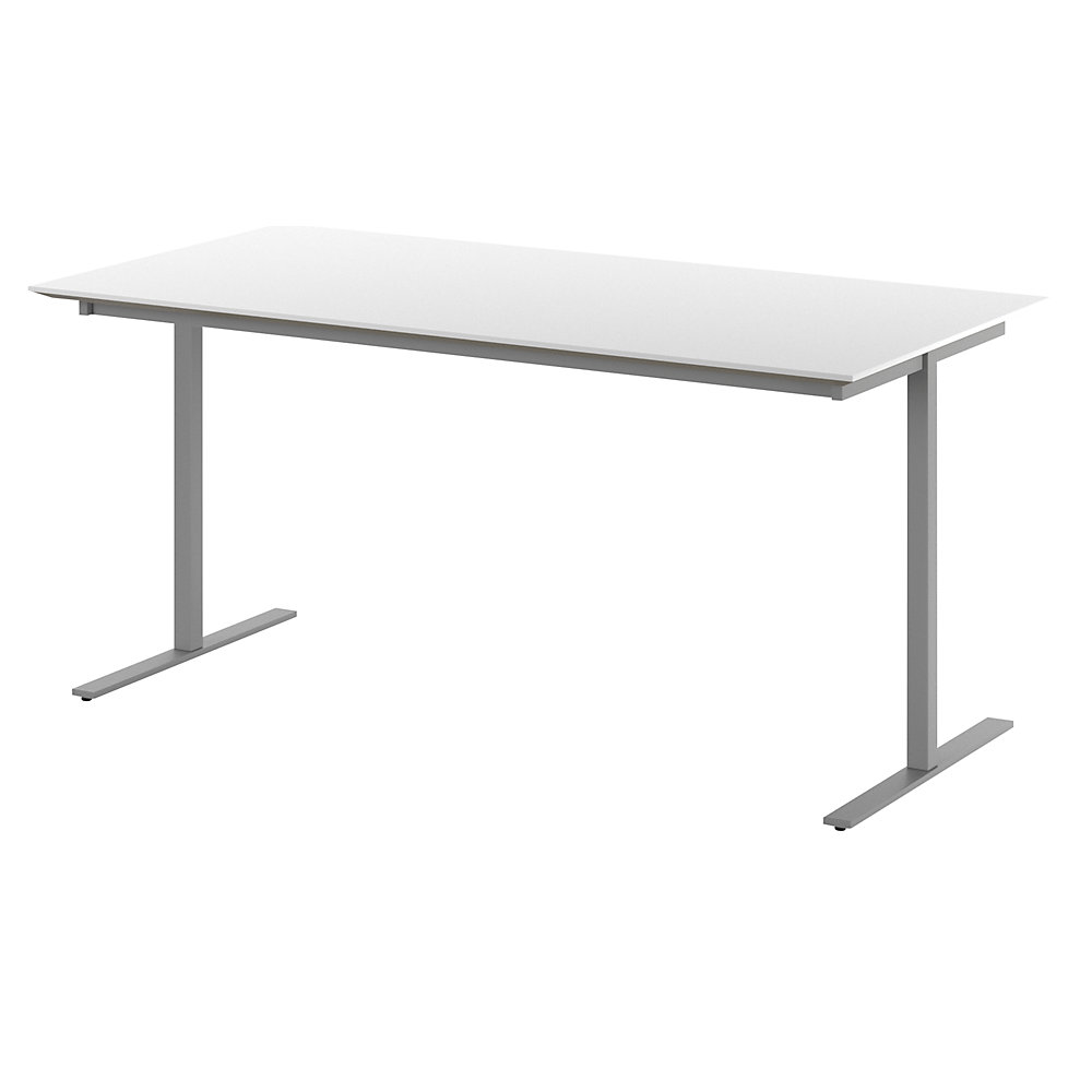 Multifunctionele tafel DUO-T Trend, recht blad, diepte 800 mm, breedte 1600 mm, wit / zilverkleurig