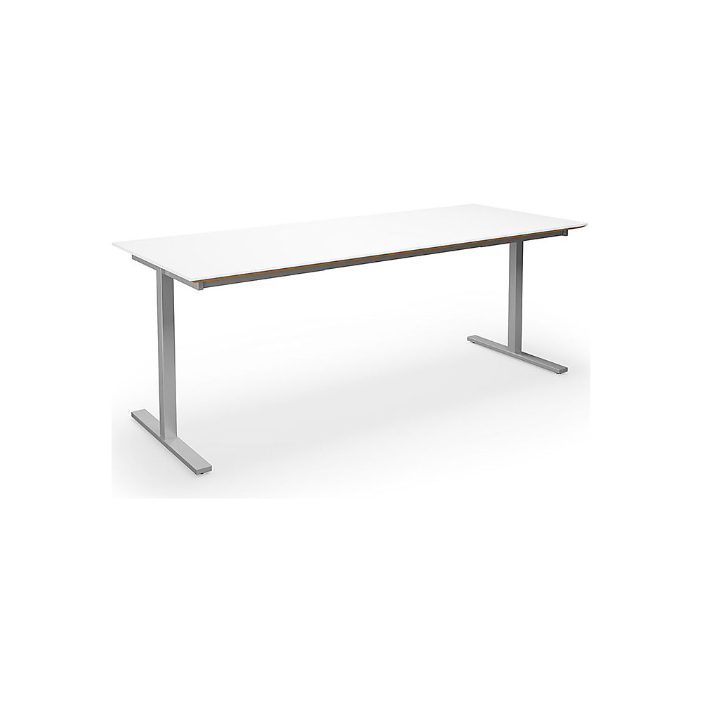 Multifunctionele tafel DUO-T Trend, recht blad, diepte 800 mm, breedte 1800 mm, wit / zilverkleurig