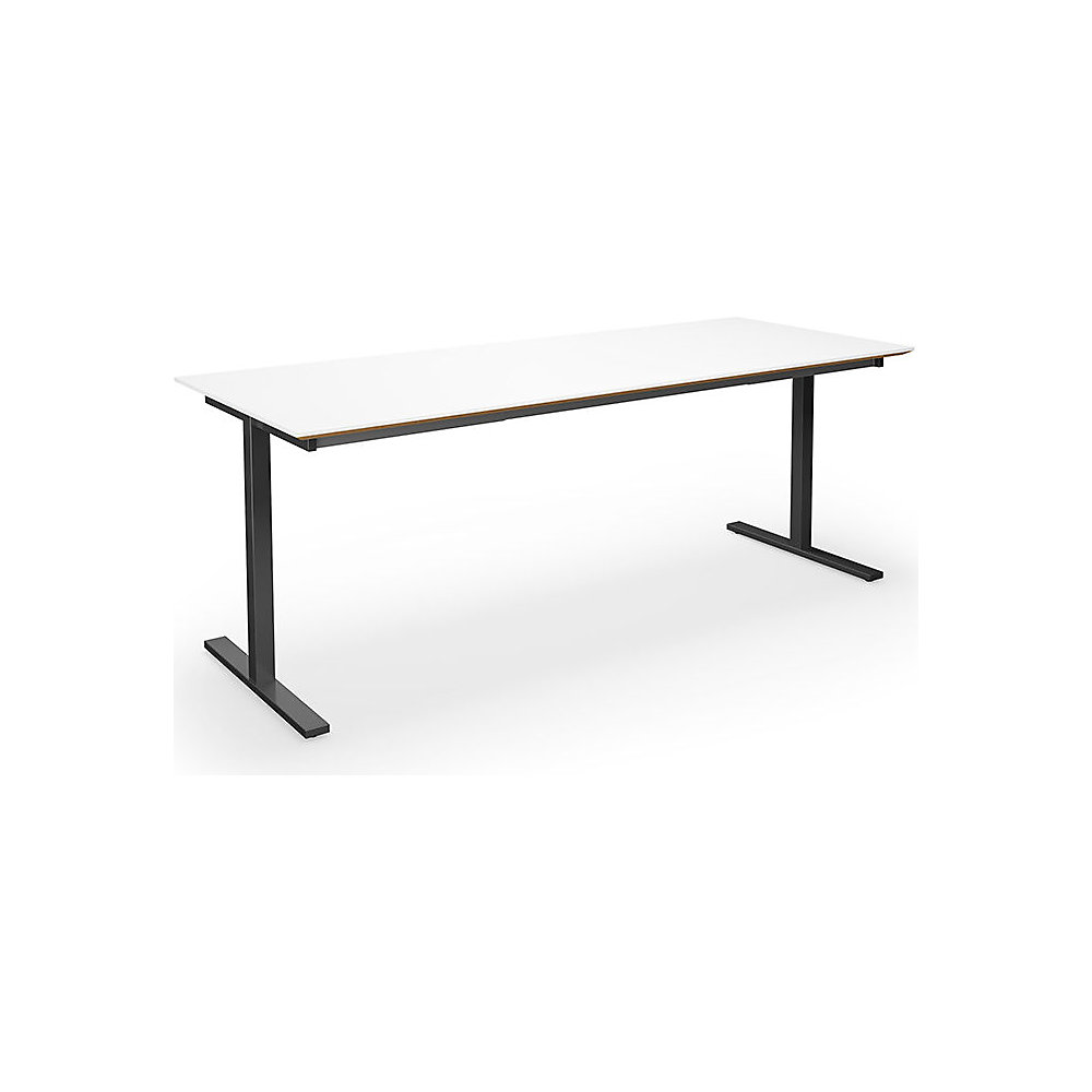 Multifunctionele tafel DUO-T Trend, recht blad, diepte 800 mm, breedte 1800 mm, wit / zwart