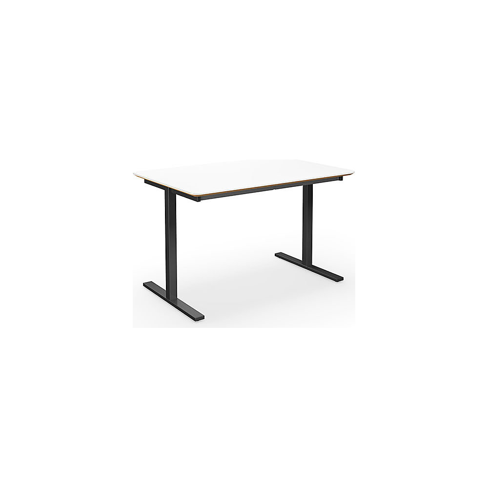 Multifunctionele tafel DUO-T Trend, recht blad, afgeronde hoeken, diepte 800 mm, breedte 1200 mm, wit, zwart