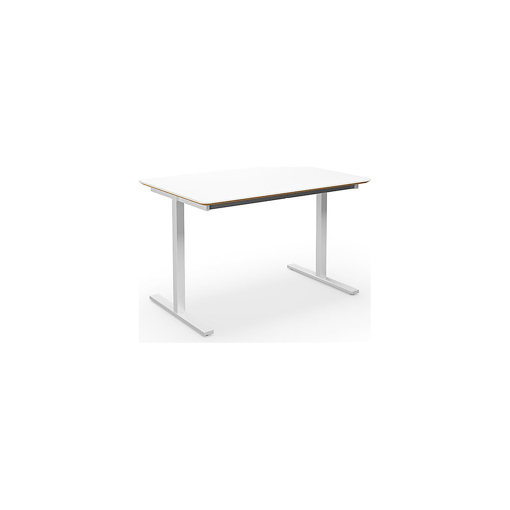 Multifunctionele tafel DUO-T Trend, recht blad, afgeronde hoeken, diepte 800 mm, breedte 1200 mm, wit, wit
