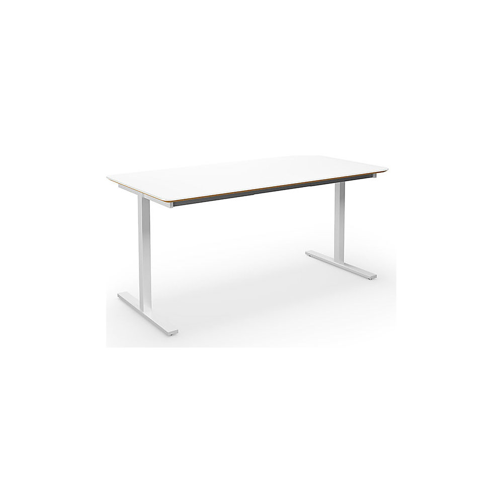 Multifunctionele tafel DUO-T Trend, recht blad, afgeronde hoeken, diepte 800 mm, breedte 1400 mm, wit, wit