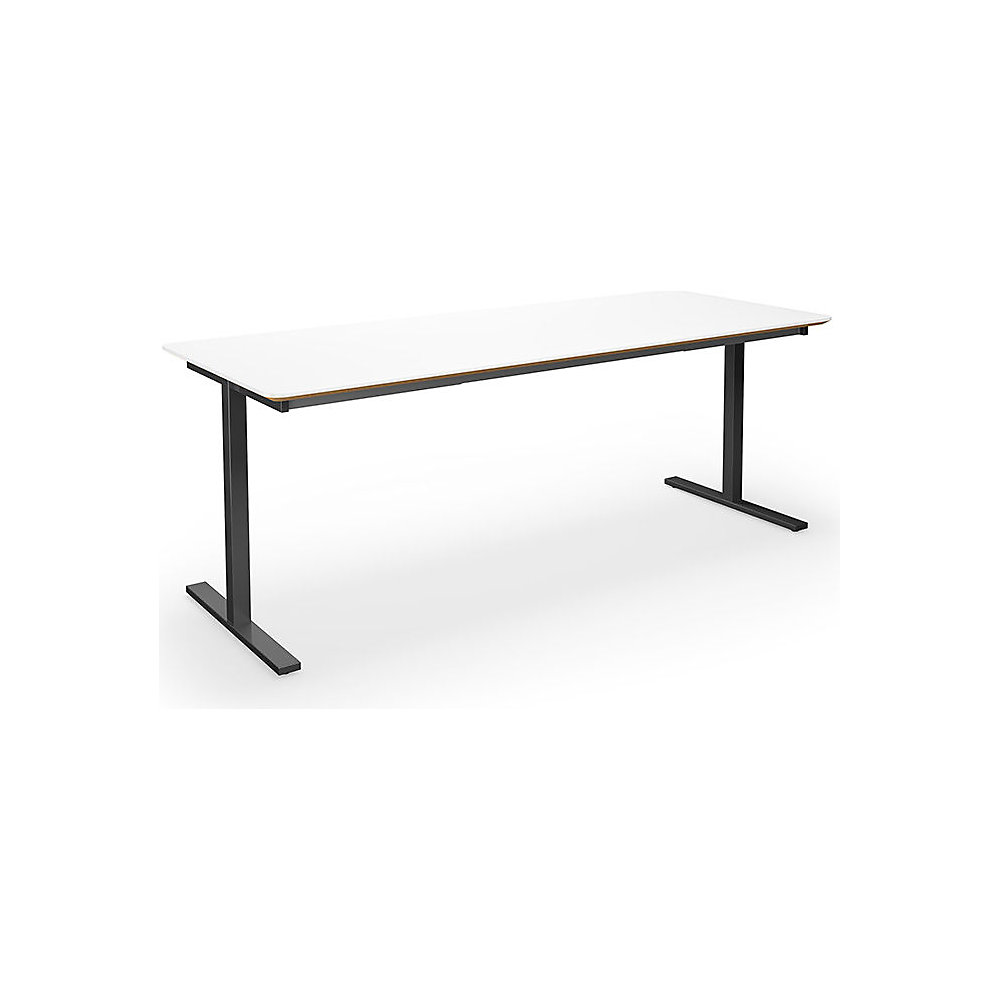 Multifunctionele tafel DUO-T Trend, recht blad, afgeronde hoeken, diepte 800 mm, breedte 1800 mm, wit, zwart