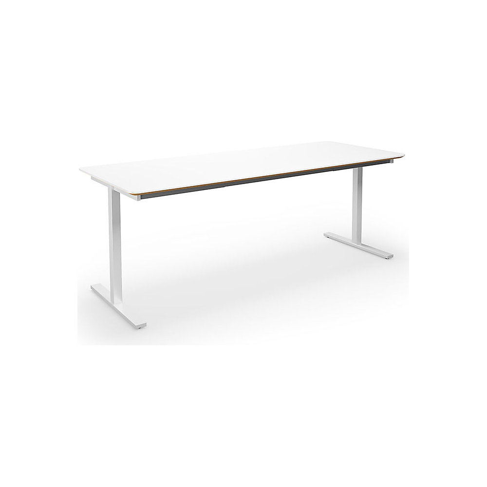 Multifunctionele tafel DUO-T Trend, recht blad, afgeronde hoeken, diepte 800 mm, breedte 1800 mm, wit, wit