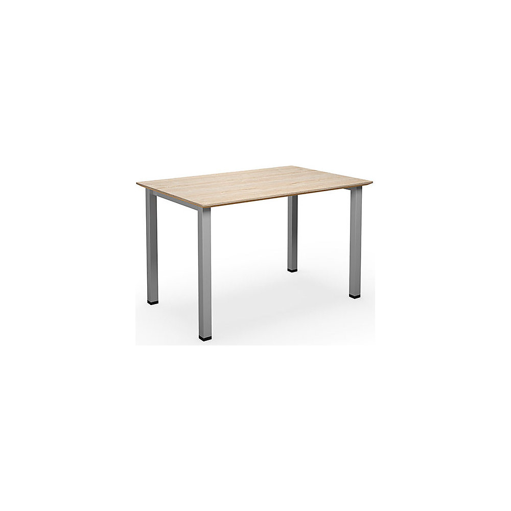 Multifunctionele tafel DUO-U Trend, recht blad, diepte 800 mm, breedte 1200 mm, eikenhout, zilverkleurig