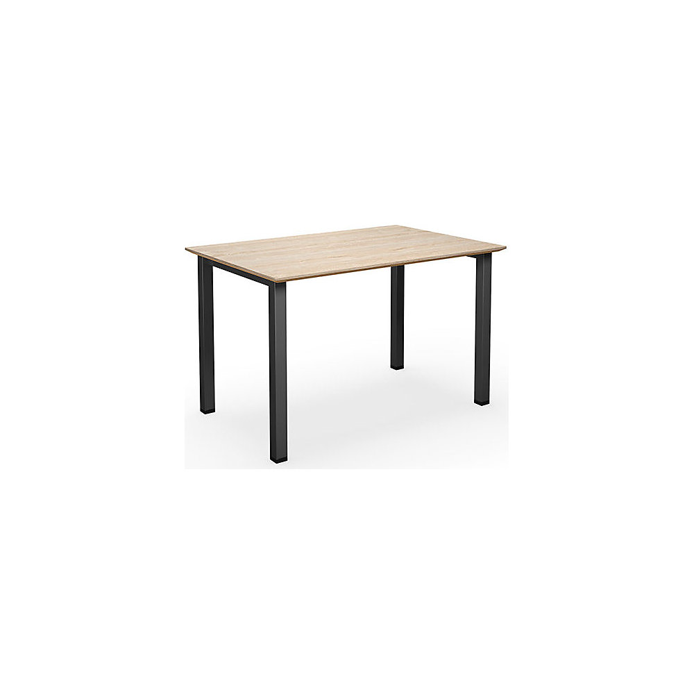 Multifunctionele tafel DUO-U Trend, recht blad, diepte 800 mm, breedte 1200 mm, eikenhout, zwart