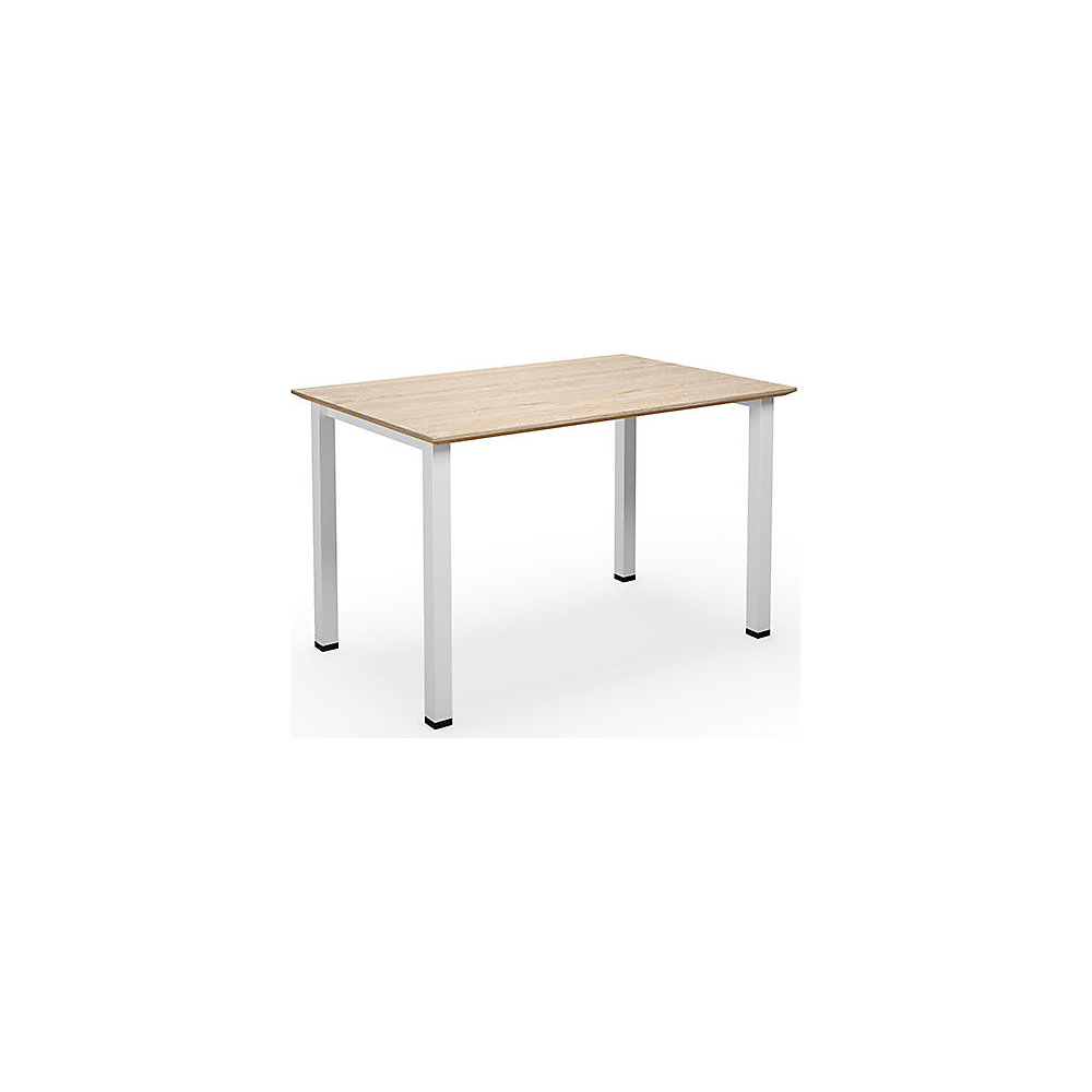 Multifunctionele tafel DUO-U Trend, recht blad, diepte 800 mm, breedte 1200 mm, eikenhout, wit