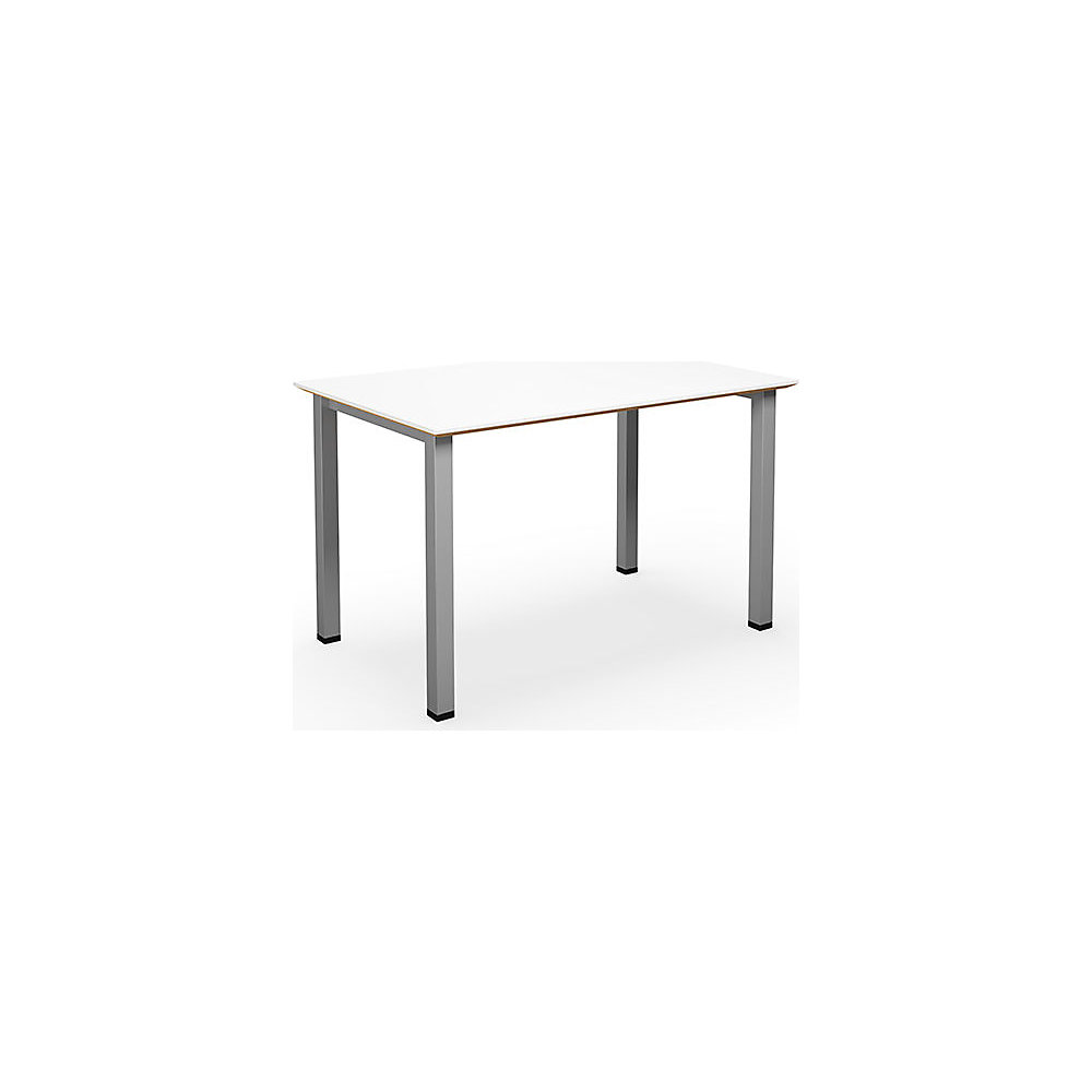 Multifunctionele tafel DUO-U Trend, recht blad, diepte 800 mm, breedte 1200 mm, wit, zilverkleurig