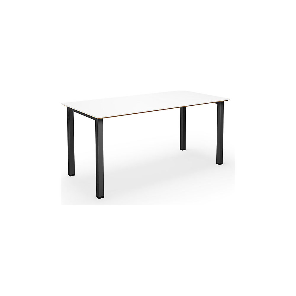 Multifunctionele tafel DUO-U Trend, recht blad, diepte 800 mm, breedte 1400 mm, wit, zwart