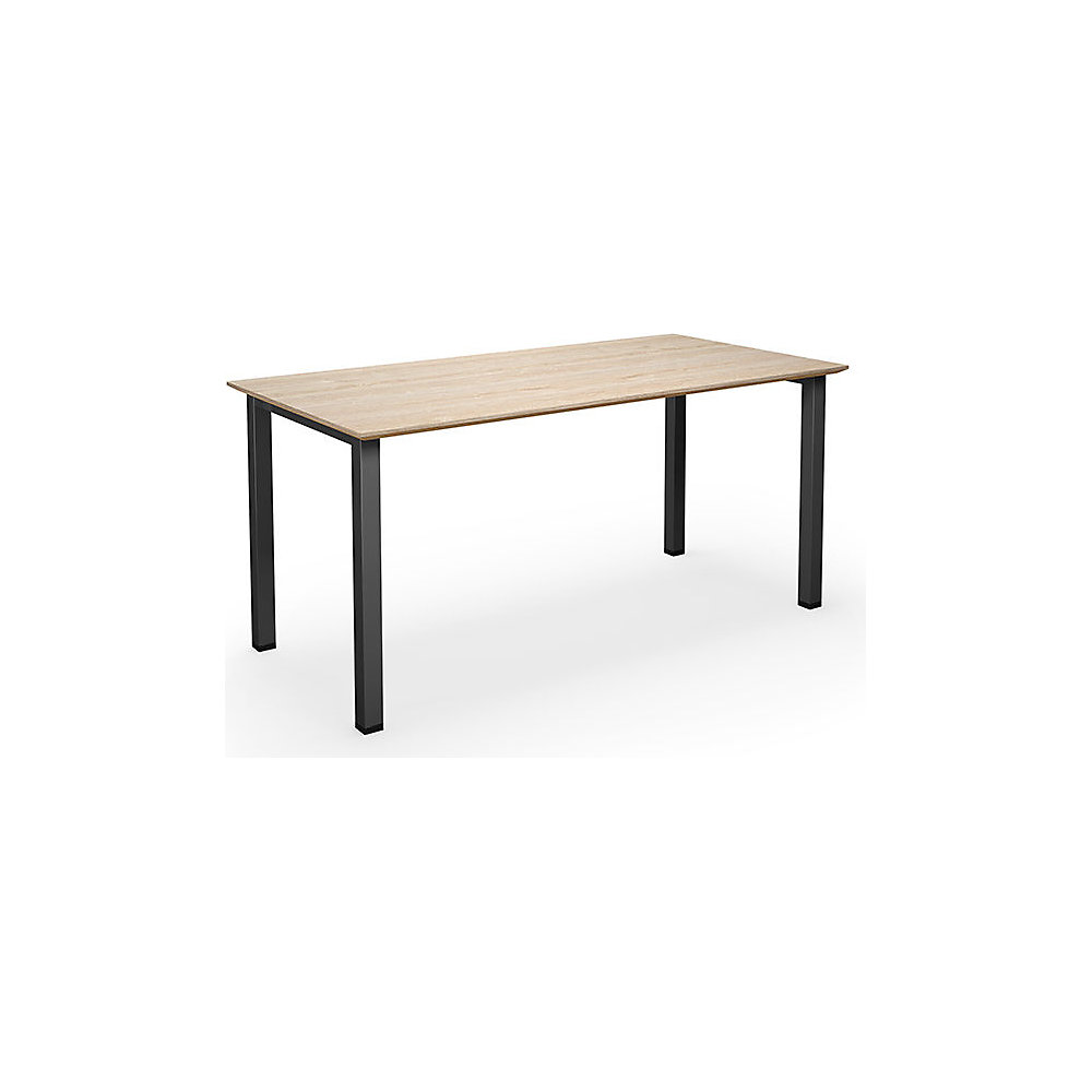 Multifunctionele tafel DUO-U Trend, recht blad, diepte 800 mm, breedte 1400 mm, eikenhout, zwart