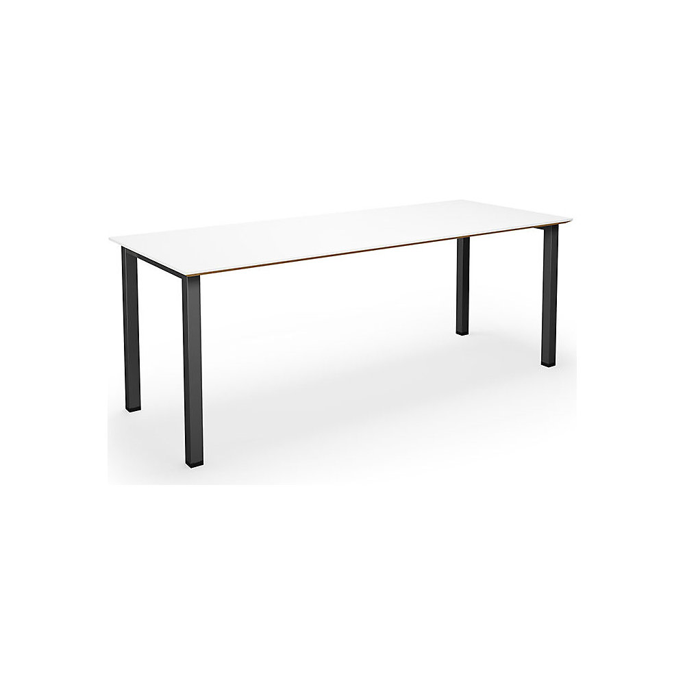 Multifunctionele tafel DUO-U Trend, recht blad, diepte 800 mm, breedte 1800 mm, wit, zwart