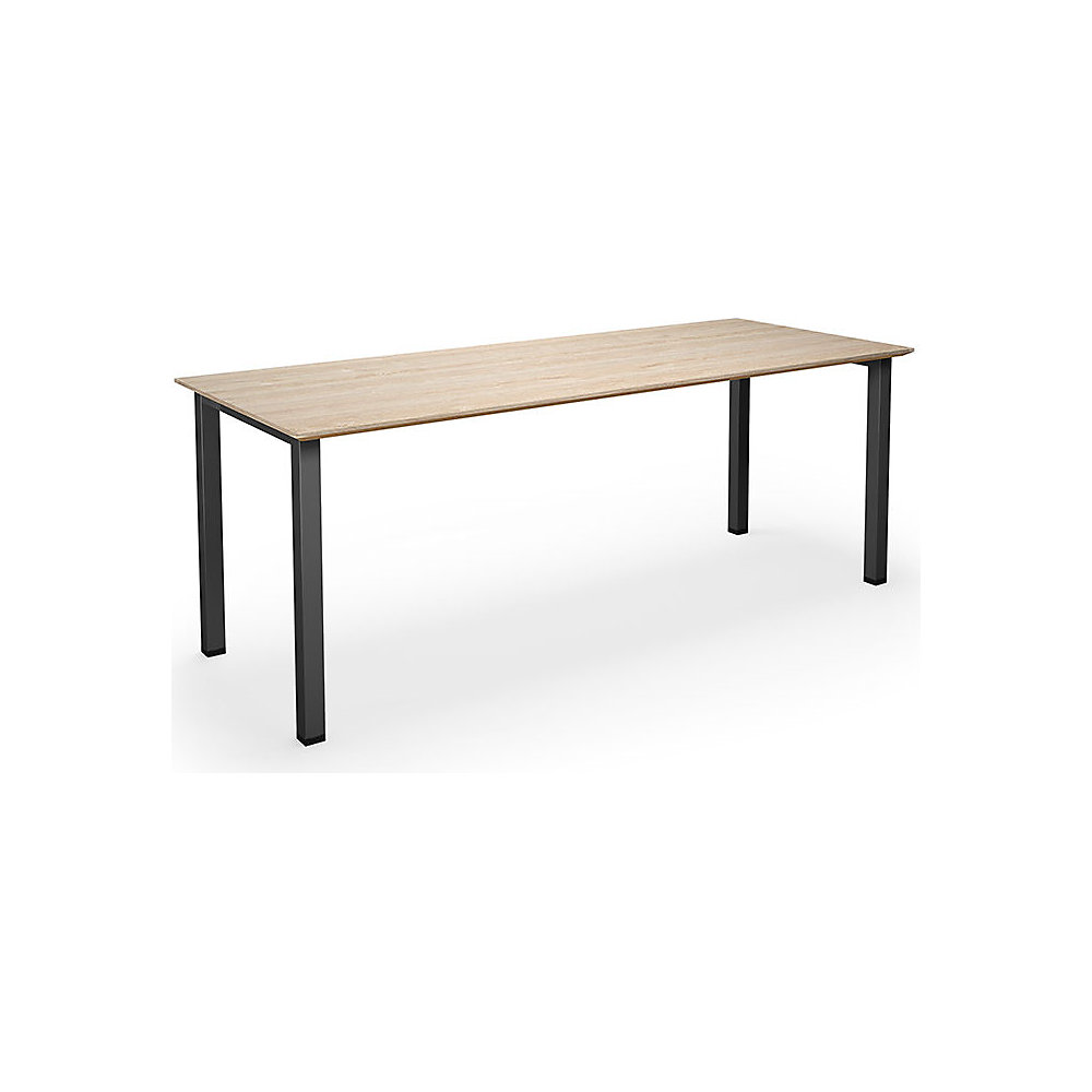 Multifunctionele tafel DUO-U Trend, recht blad, diepte 800 mm, breedte 1800 mm, eikenhout, zwart