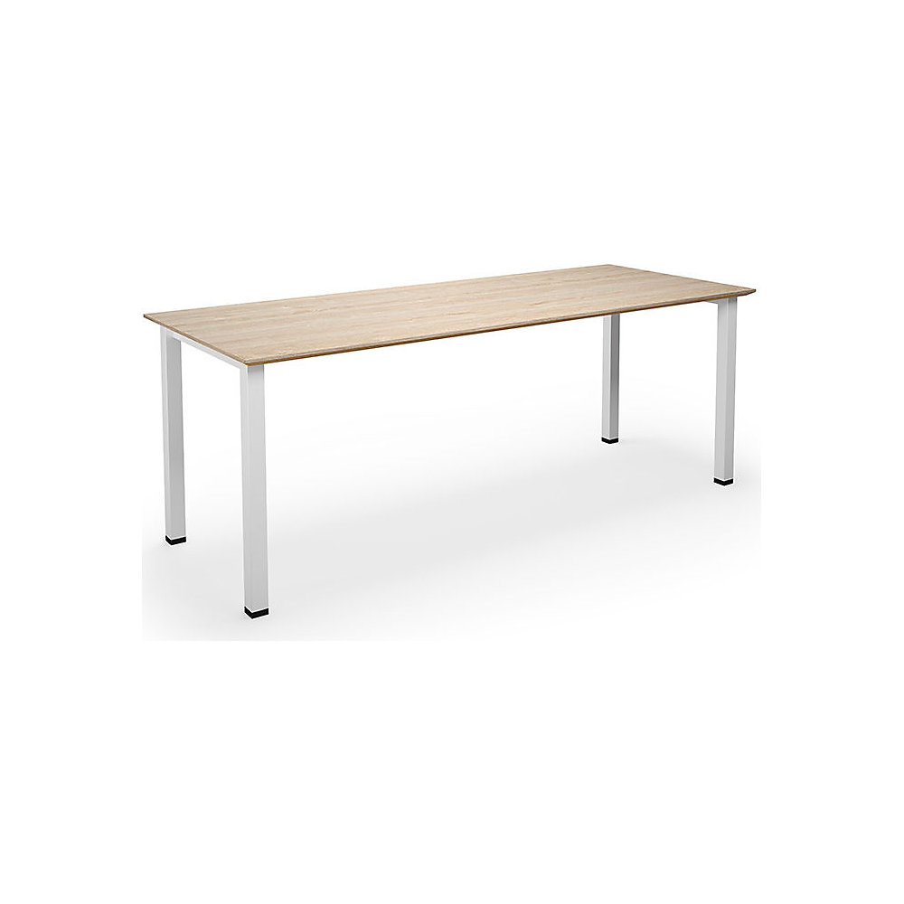 Multifunctionele tafel DUO-U Trend, recht blad, diepte 800 mm, breedte 1800 mm, eikenhout, wit