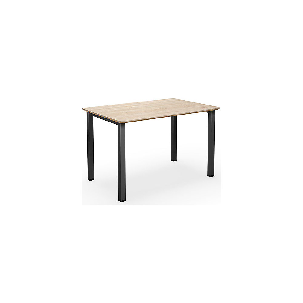 Multifunctionele tafel DUO-U Trend, recht blad, afgeronde hoeken, diepte 800 mm, breedte 1200 mm, eikenhout, zwart
