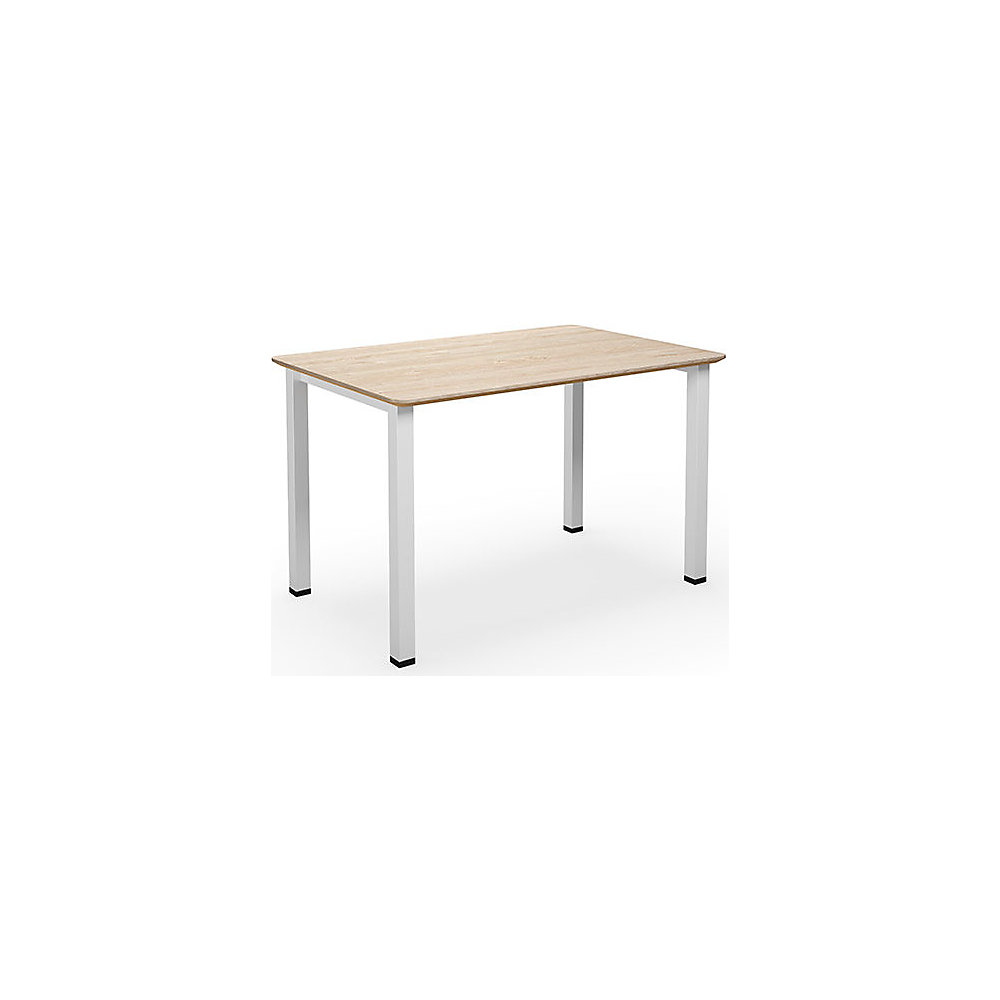 Multifunctionele tafel DUO-U Trend, recht blad, afgeronde hoeken, diepte 800 mm, breedte 1200 mm, eikenhout, wit