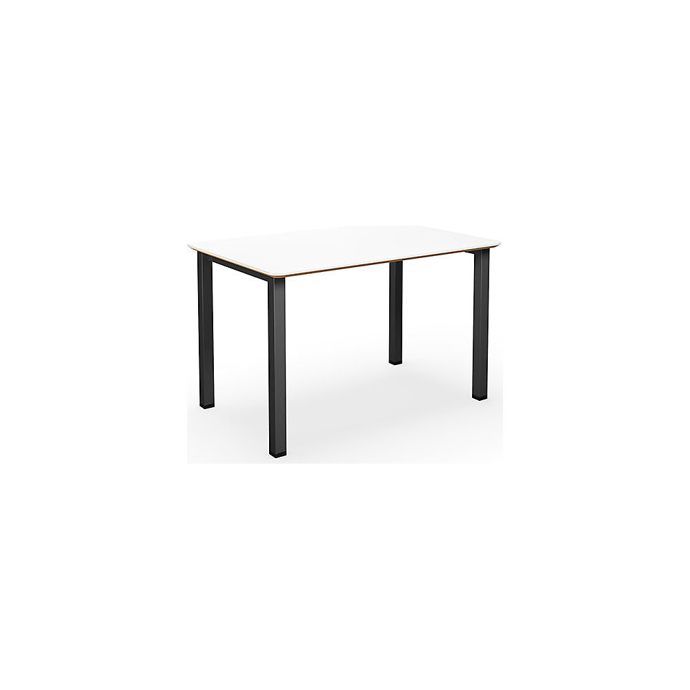 Multifunctionele tafel DUO-U Trend, recht blad, afgeronde hoeken, diepte 800 mm, breedte 1200 mm, wit, zwart