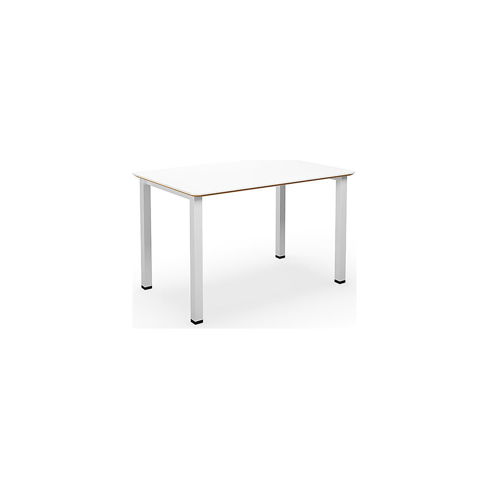 Multifunctionele tafel DUO-U Trend, recht blad, afgeronde hoeken, diepte 800 mm, breedte 1200 mm, wit, wit