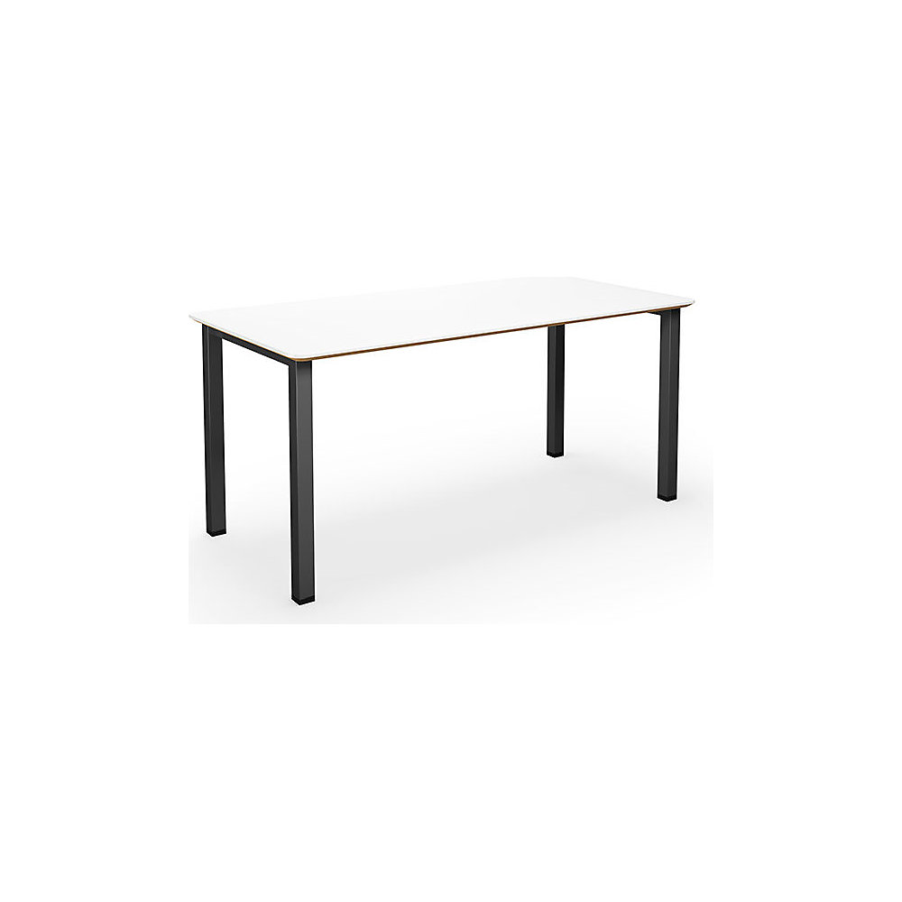 Multifunctionele tafel DUO-U Trend, recht blad, afgeronde hoeken, diepte 800 mm, breedte 1400 mm, wit, zwart