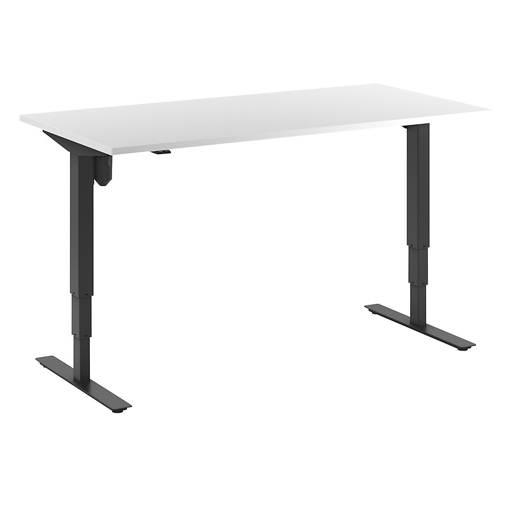 Bureau Atlanta, elektrisch in hoogte verstelbaar, recht, b x d = 1600 x 800 mm, wit/zwart