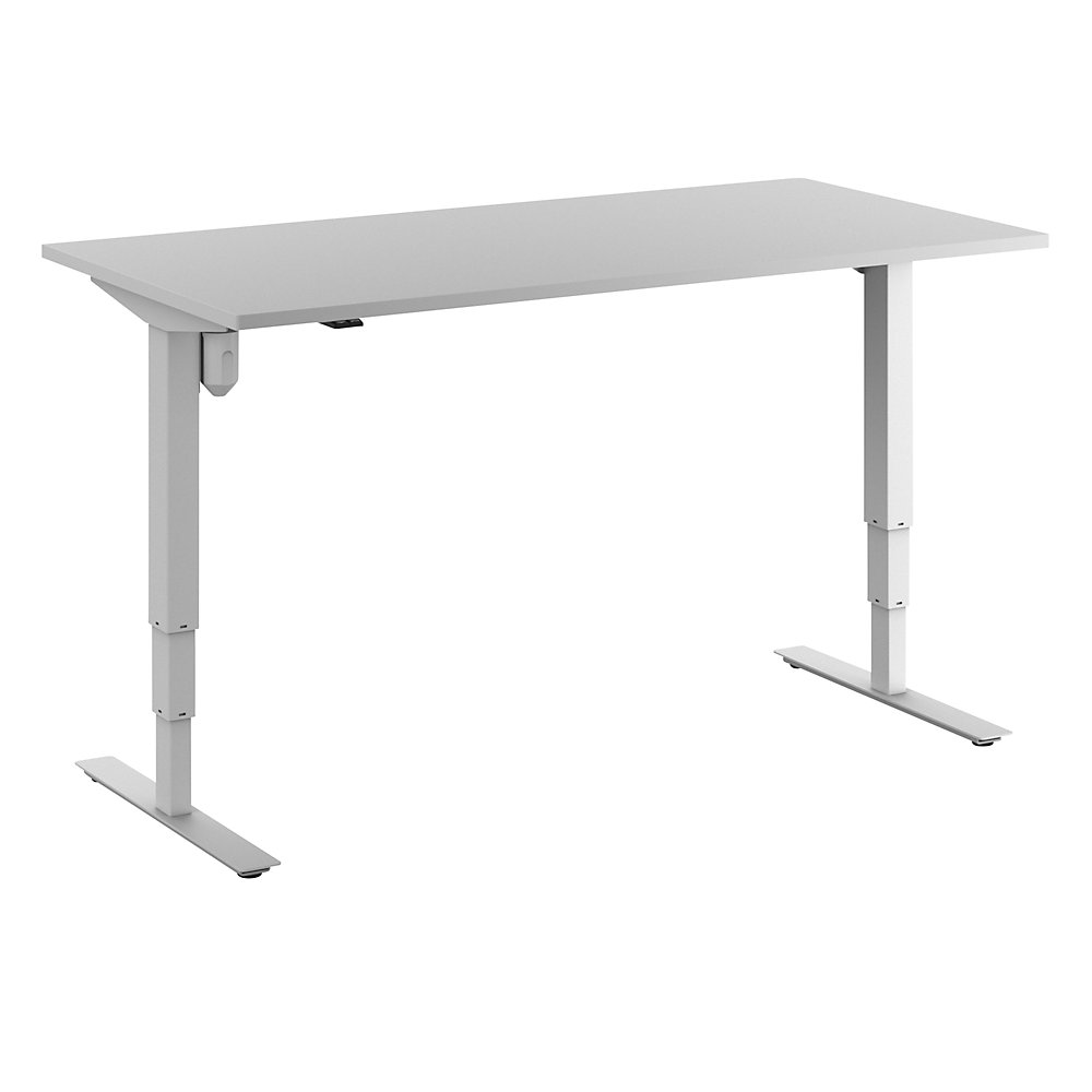 Bureau Atlanta, elektrisch in hoogte verstelbaar, recht, b x d = 1600 x 800 mm, lichtgrijs/wit